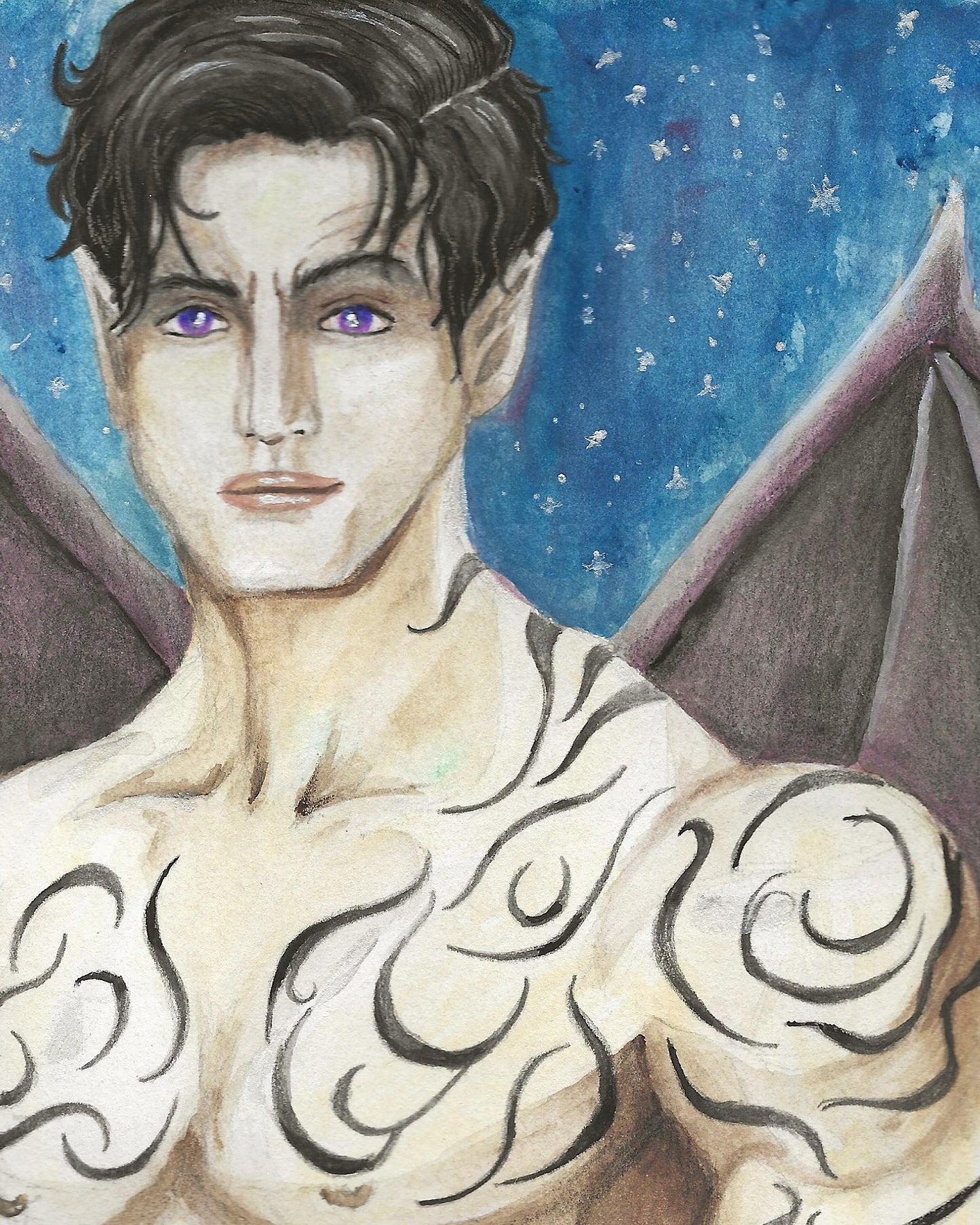 Rhysand | Night Court Tattoo Fantasy Watercolor Print