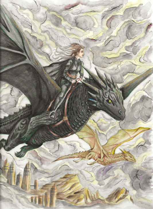 Violet, Tairn, Andarna Flying Art Print